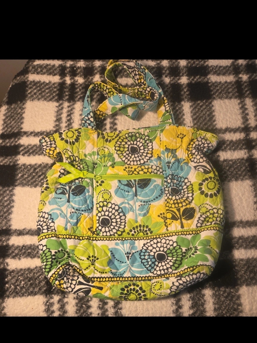 Quilted Floral Tote Bag in Limes Up Green & Teal Vera Bradley
